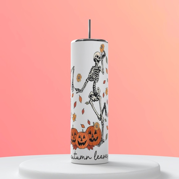 Fall breeze and autumn leaves skeleton tumbler - Picture 2 of 2